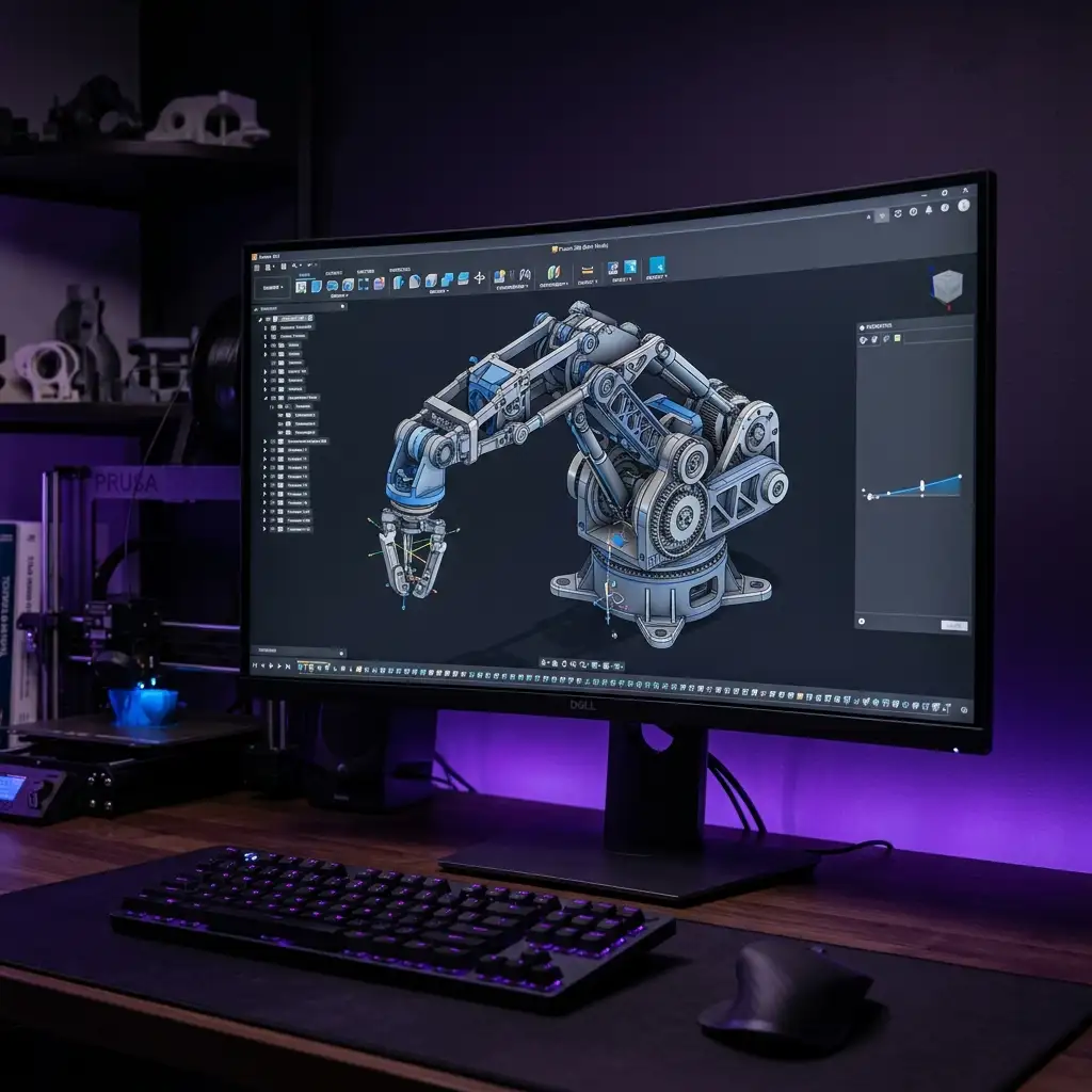Modelo paramétrico en Fusion 360 con historial de diseño y parámetros editables