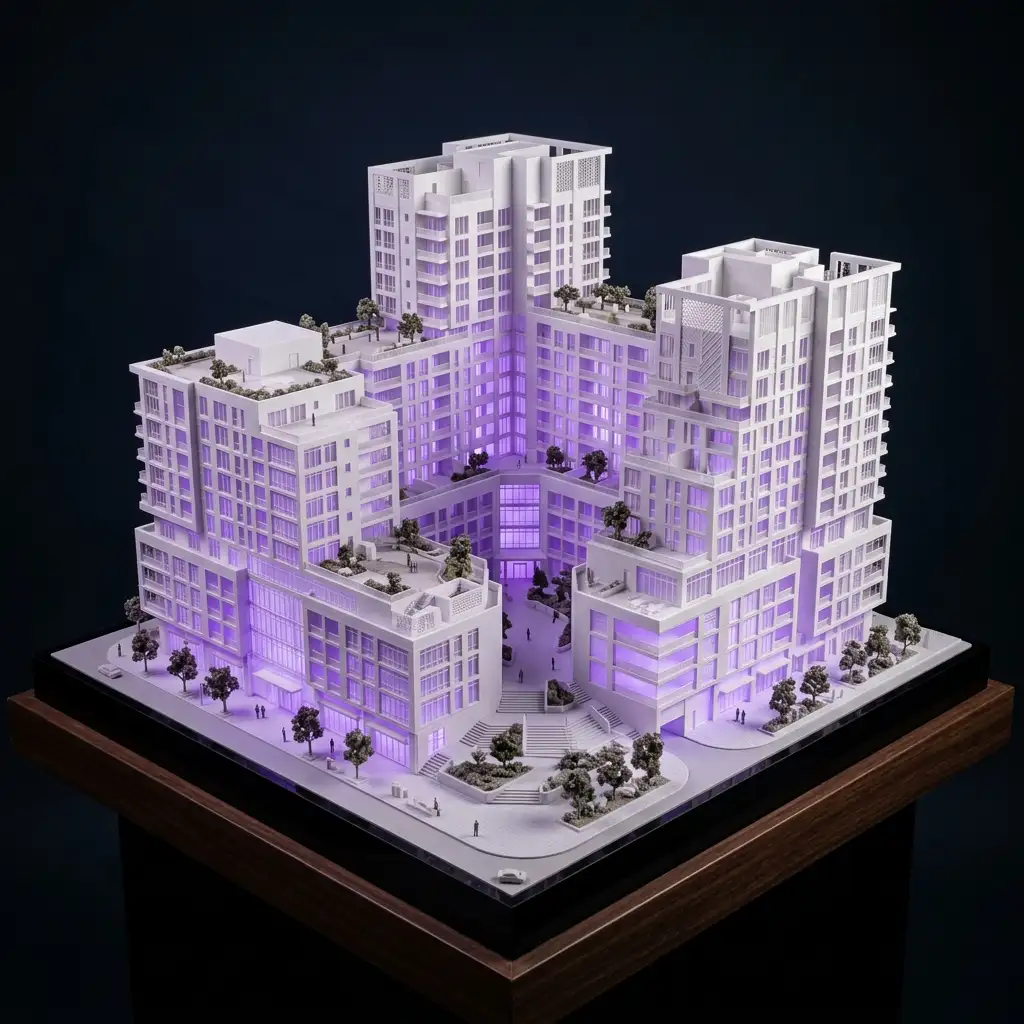 Maqueta arquitectónica de alta fidelidad impresa en 3D para desarrollo inmobiliario